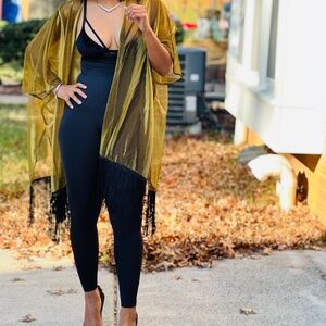 Gold Metallic Fringe Kimono